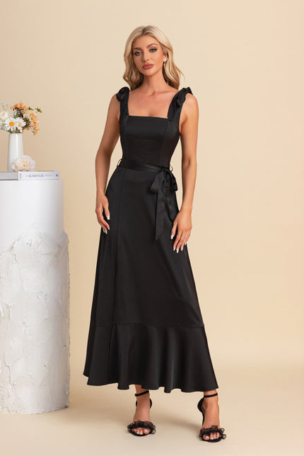 Robe Trapèze Noir Élégance Satinée - gallery 1