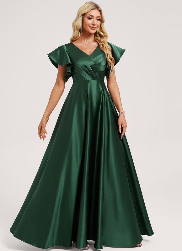 Robe Trapèze Fluide Vert Pâle - gallery 1
