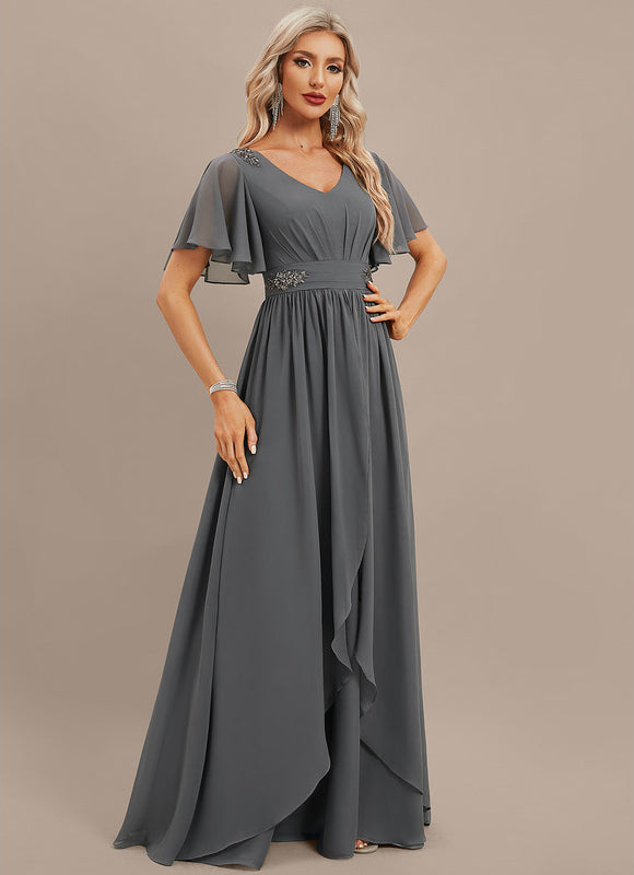 Robe Trapèze Élégance Grise Éthérée - gallery 4