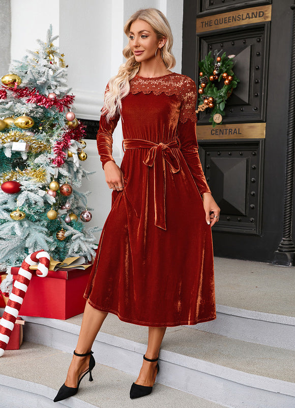 Robe Trapèze Velours Écorce - gallery 3