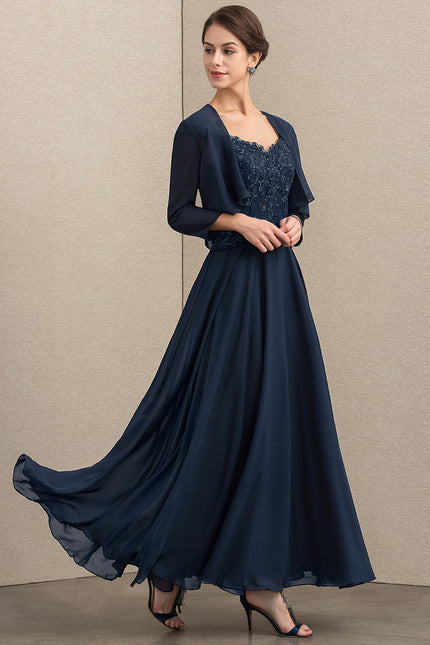 Robe Trapèze Verte En Mousseline Et Dentelle