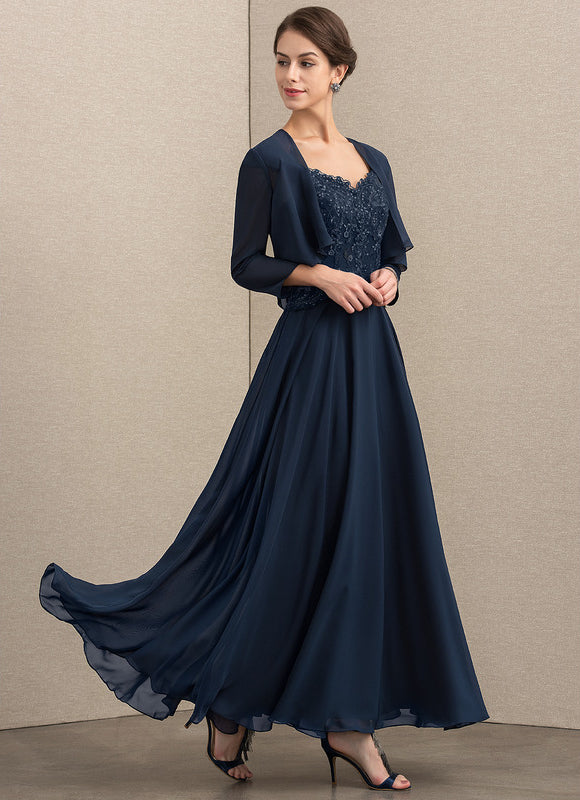 Robe Trapèze Verte En Mousseline Et Dentelle