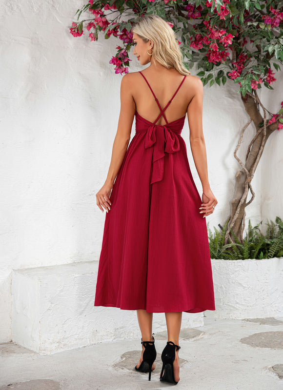 Robe Trapèze Rouge Flottant - gallery 2