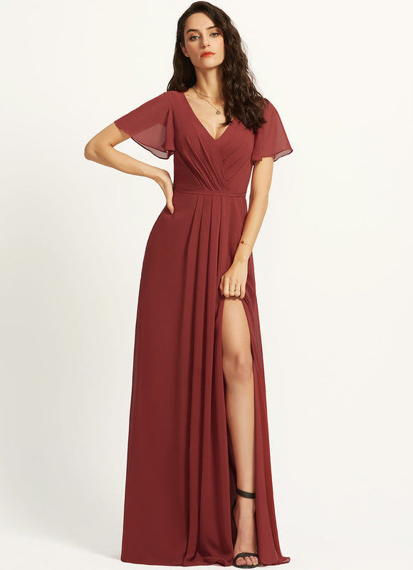Robe Trapèze Longue Beige Élégante