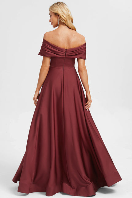 Robe Trapèze Bordeaux Satinée - gallery 4