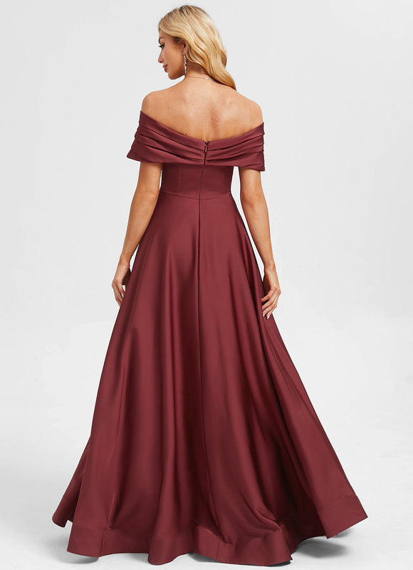 Robe Trapèze Bordeaux Satinée - gallery 4