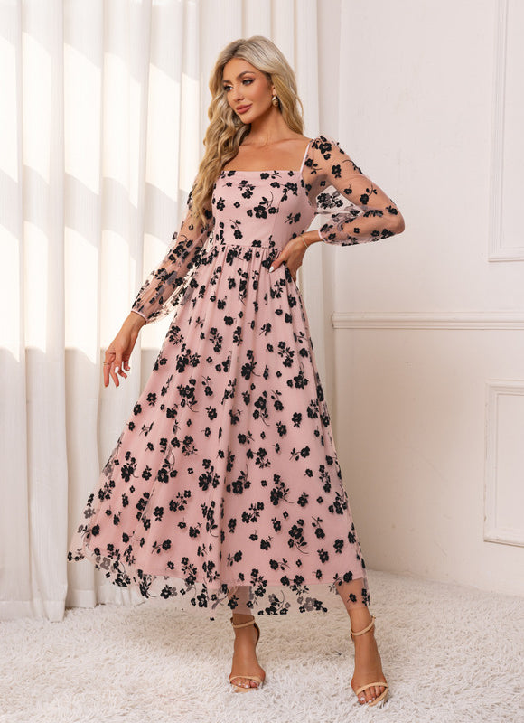 Robe Trapèze Florale Rosée - gallery 3