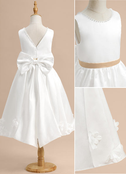 Robe Trapèze Blanche Satin Mariage Fille