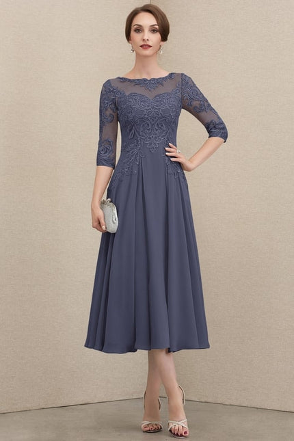 Robe Trapèze Gris Lumineux Élégance - gallery 4