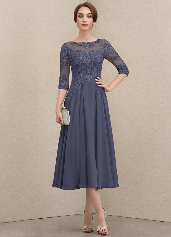 Robe Trapèze Gris Lumineux Élégance - gallery 4