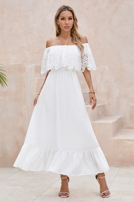 Robe Trapèze Blanche Bohème - gallery 1