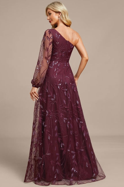 Robe Trapèze Violet Pailleté Élégant - gallery 8