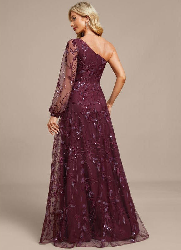 Robe Trapèze Violet Pailleté Élégant - gallery 8