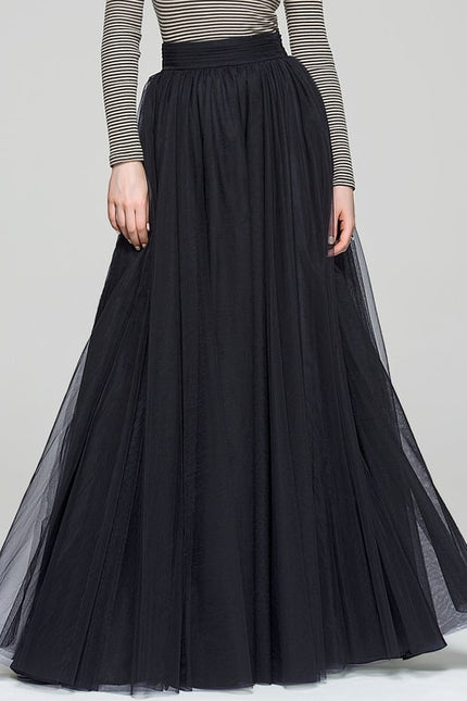 Robe Trapèze Tulle Noir Éthéré