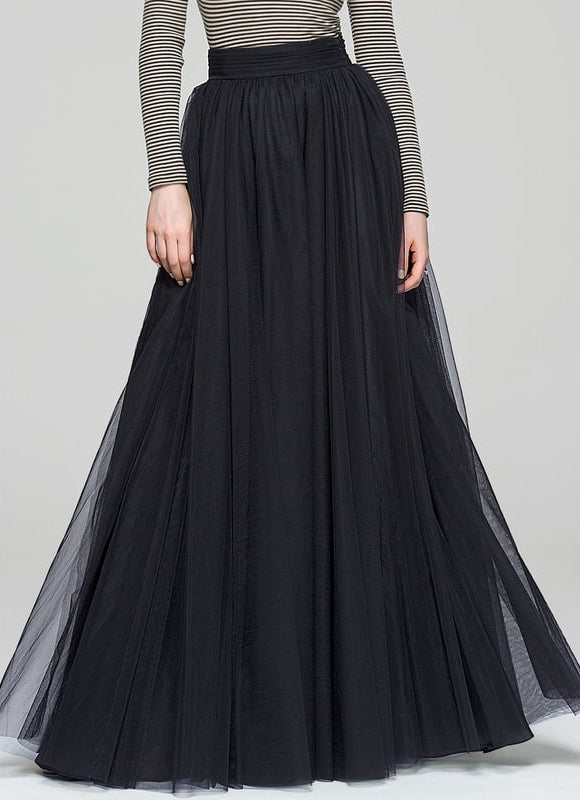 Robe Trapèze Tulle Noir Éthéré