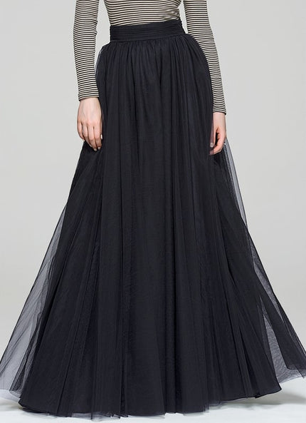 Robe Trapèze Tulle Noir Éthéré