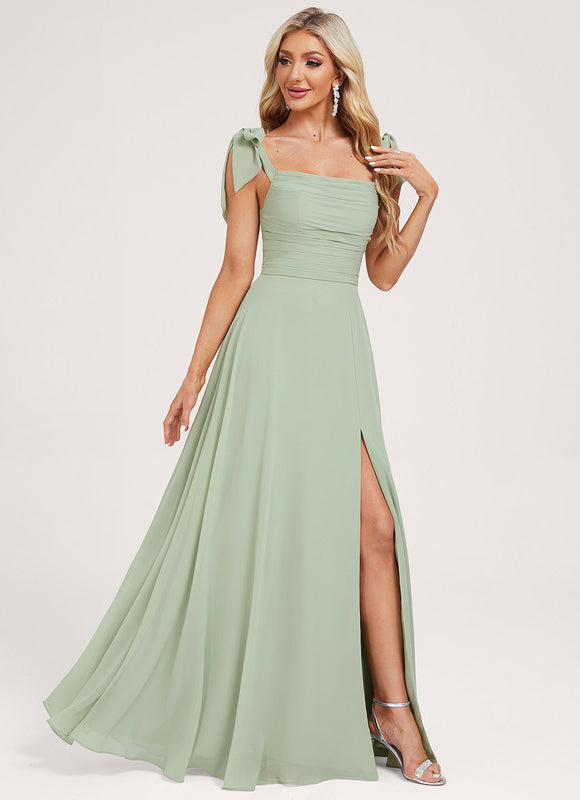Robe Trapèze Vert Doux Satiné - gallery 5
