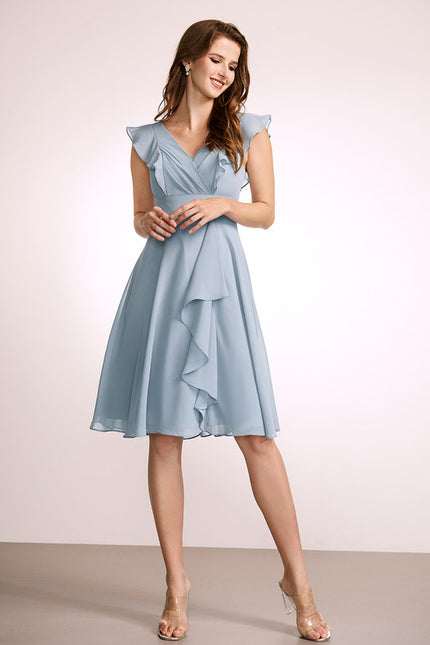 Robe Trapèze Bleu Vaporeux Chic - gallery 1