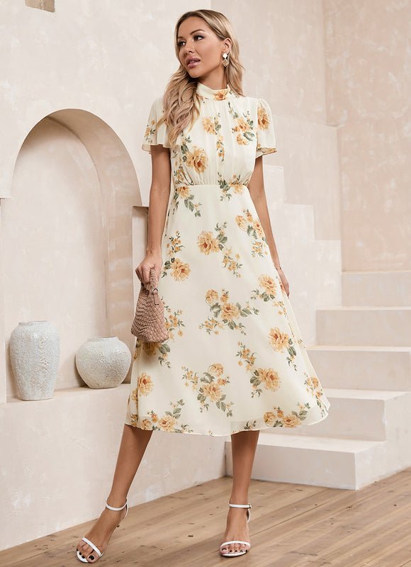 Robe Trapèze Fleur De Crème - gallery 3