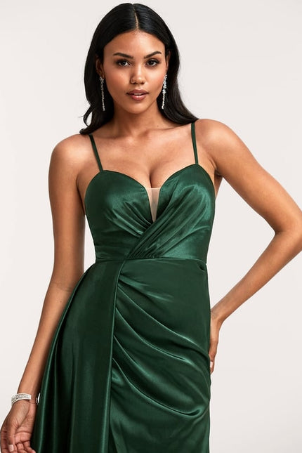 Robe Trapèze Satin Doré Élégante - gallery 3