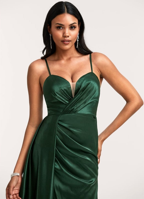 Robe Trapèze Satin Doré Élégante - gallery 3