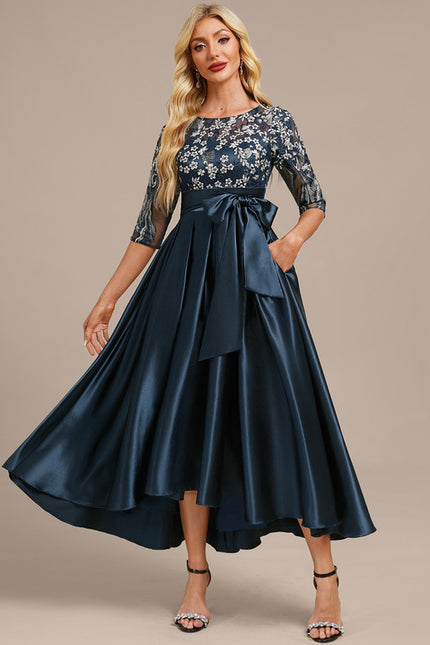 Robe Trapèze Satinée Florale - gallery 2