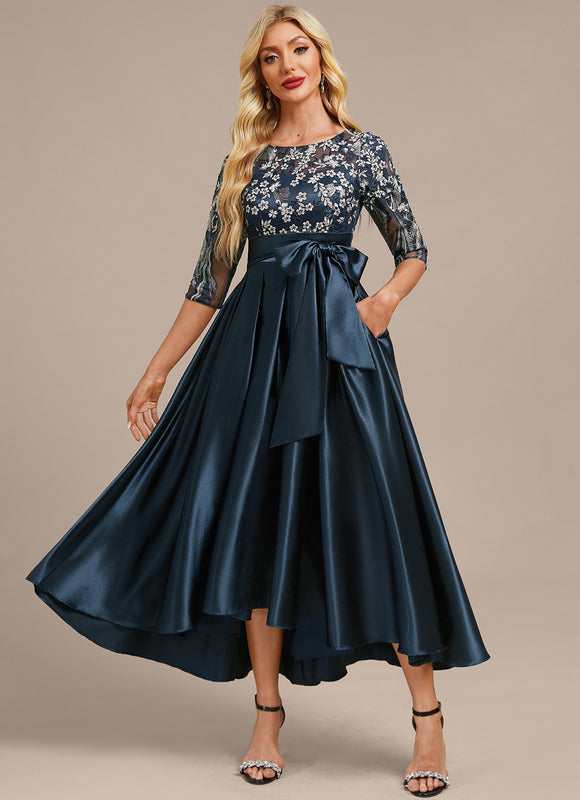 Robe Trapèze Satinée Florale - gallery 2