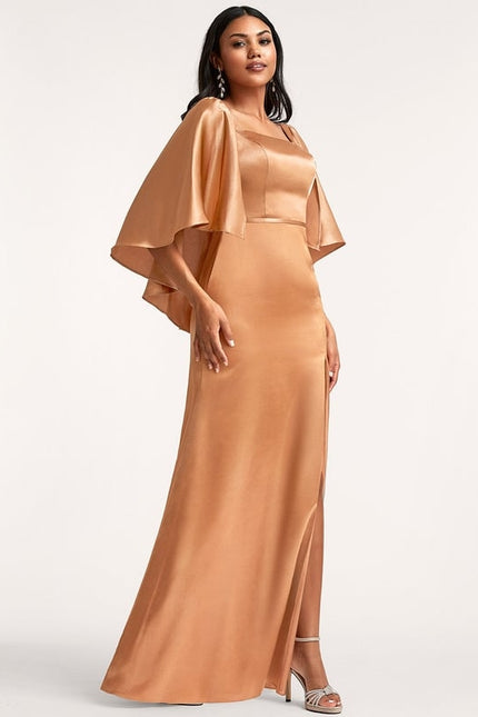 Robe Trapèze Satinée Dorée - gallery 1