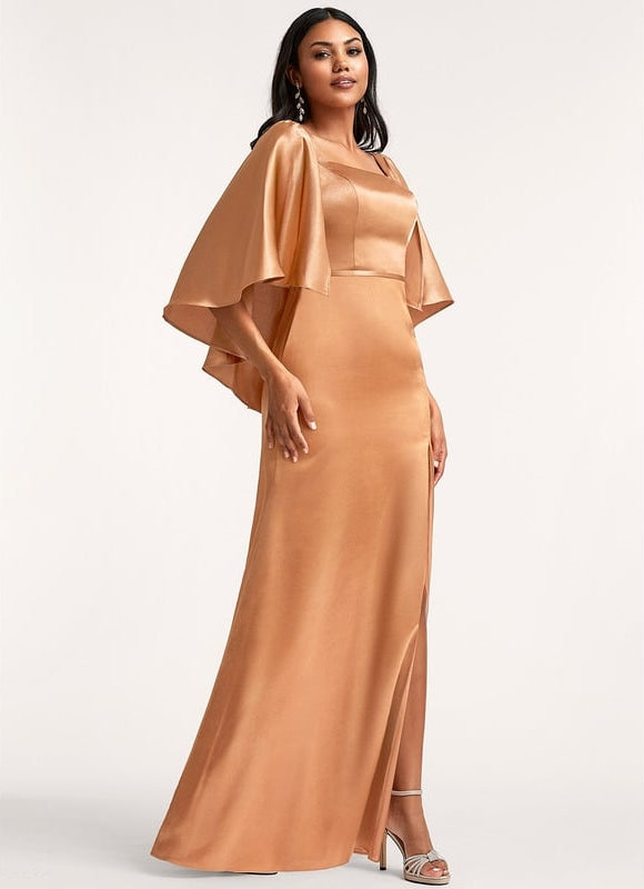 Robe Trapèze Satinée Dorée - gallery 1
