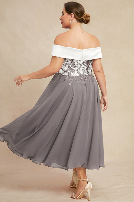 Robe Trapèze Satin Éclat Grisé - gallery 8