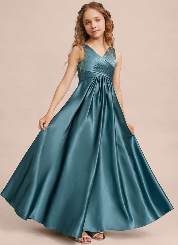 Robe Trapèze Satinée Longue Émeraude - gallery 3