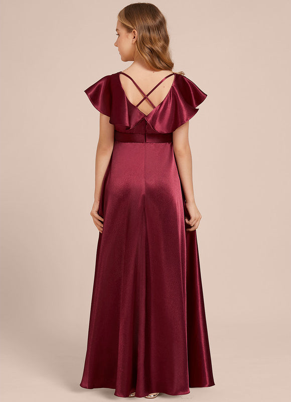 Robe Trapèze Satinée Longue Émeraude - gallery 2