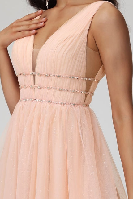 Robe Trapèze Rose Poudré Élégant - gallery 3