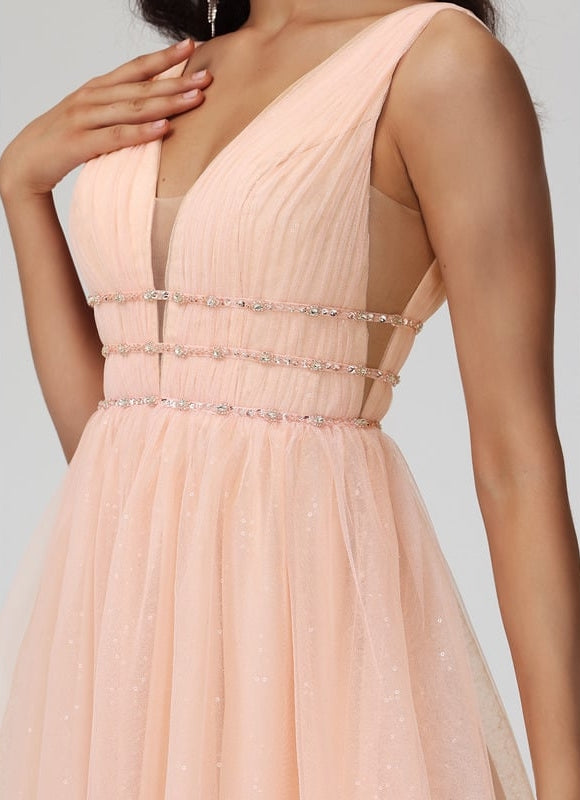 Robe Trapèze Rose Poudré Élégant - gallery 3