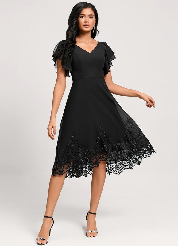 Robe Trapèze Chic Noir Dentelle - gallery 4