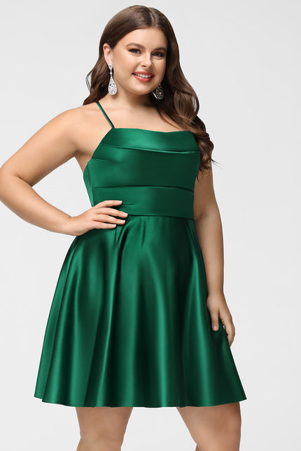 Robe Trapèze Émeraude Satinée - gallery 9