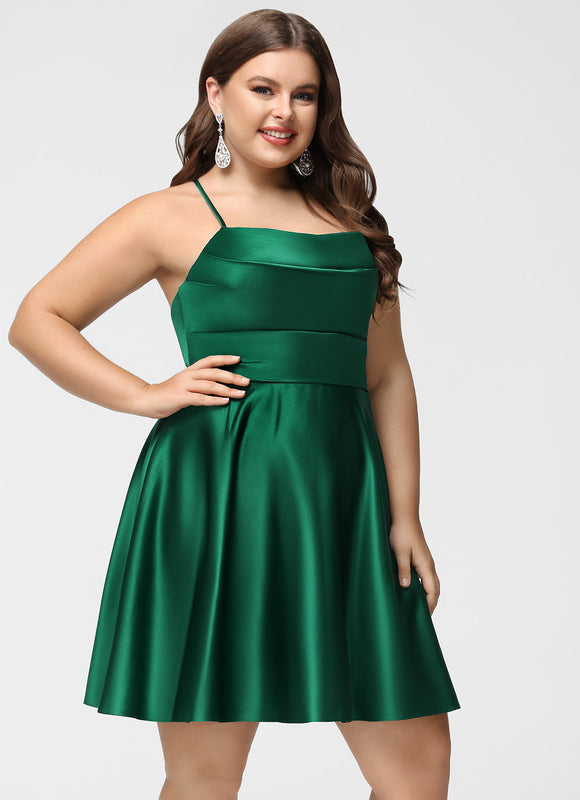 Robe Trapèze Émeraude Satinée - gallery 9