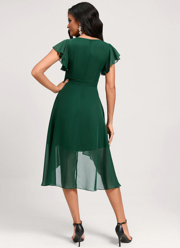 Robe Trapèze Flottante Verte - gallery 4