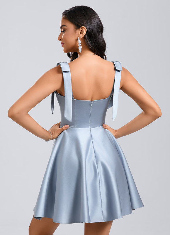Robe Trapèze Satinée Lavande - gallery 2