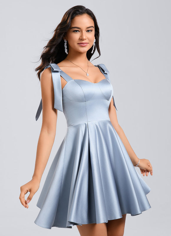 Robe Trapèze Satinée Lavande - gallery 3