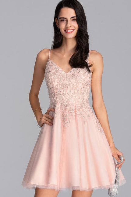 Robe Trapèze Rose Poudré Élégant
