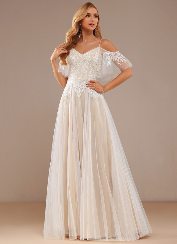 Robe Trapèze Blanche Dentelle Tulle Volants - gallery 7