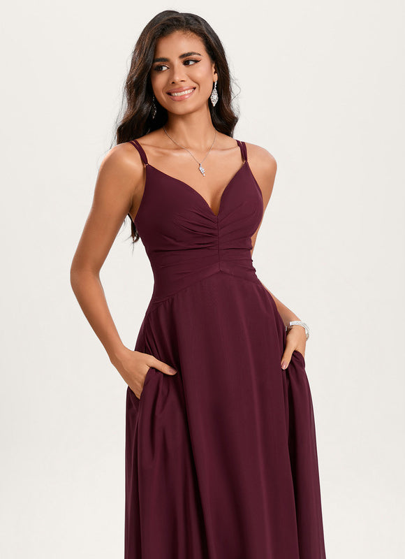 Robe Trapèze Longue Beige Élégante - gallery 3