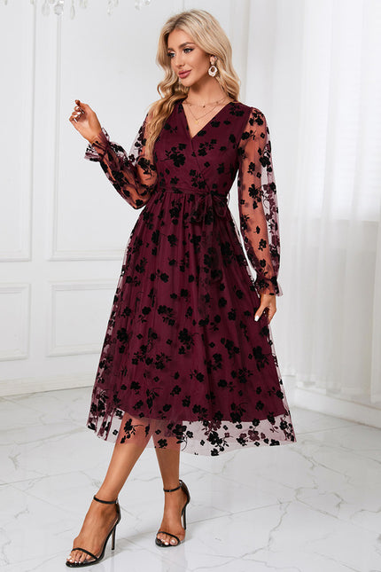 Robe Trapèze Noir Floral Aérien - gallery 5