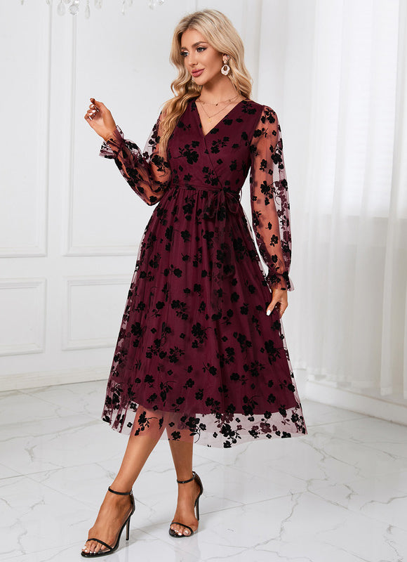 Robe Trapèze Noir Floral Aérien - gallery 5