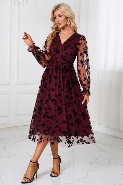 Robe Trapèze Noir Floral Aérien - gallery 5