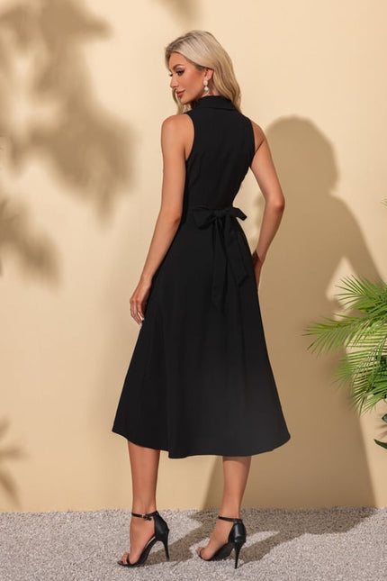 Robe Trapèze Élégante Noire - gallery 4