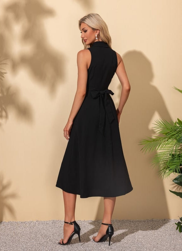 Robe Trapèze Élégante Noire - gallery 4