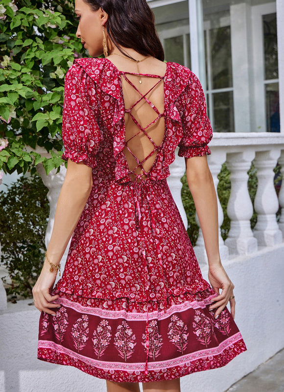 Robe Trapèze Fleur De Cerise - gallery 2