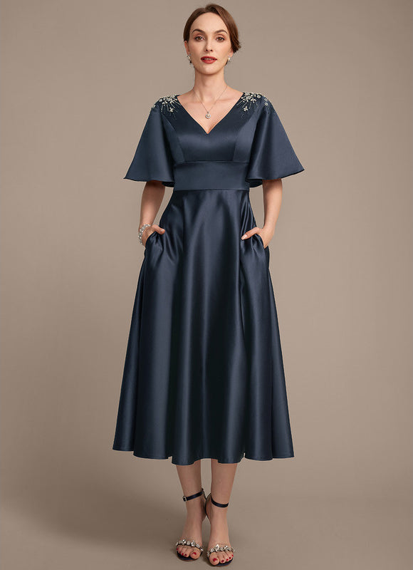 Robe Trapèze Nocturne Satinée - gallery 2